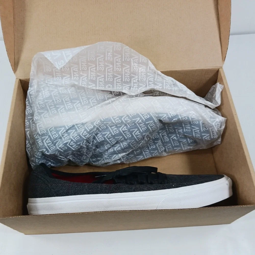 Vans Authentic Grey Herringbone Plaid Low Top Sneakers Mens 11.5 721454